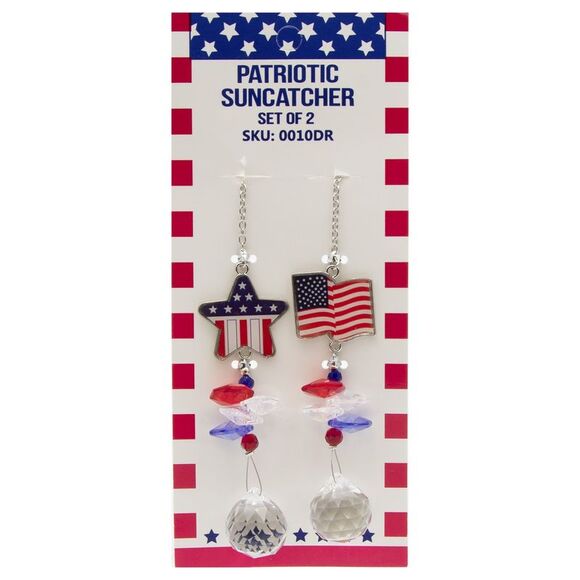 USA Flag Stars and Stripes Patriotic Suncatcher Set in Red, White, Blue - Picture 6 of 6